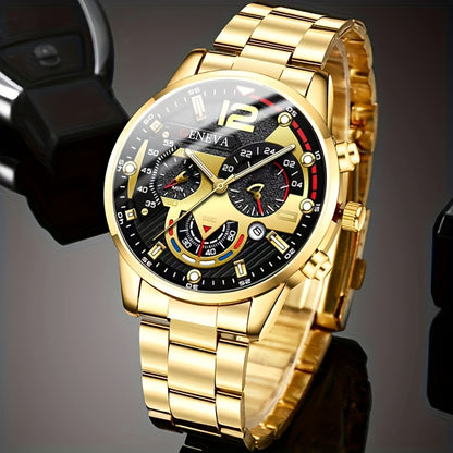 Um Relógio Quartz Redondo Elegante para Homens, Apresentando um Design Moderno e Personalizado