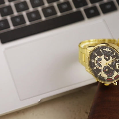 Um Relógio Quartz Redondo Elegante para Homens, Apresentando um Design Moderno e Personalizado