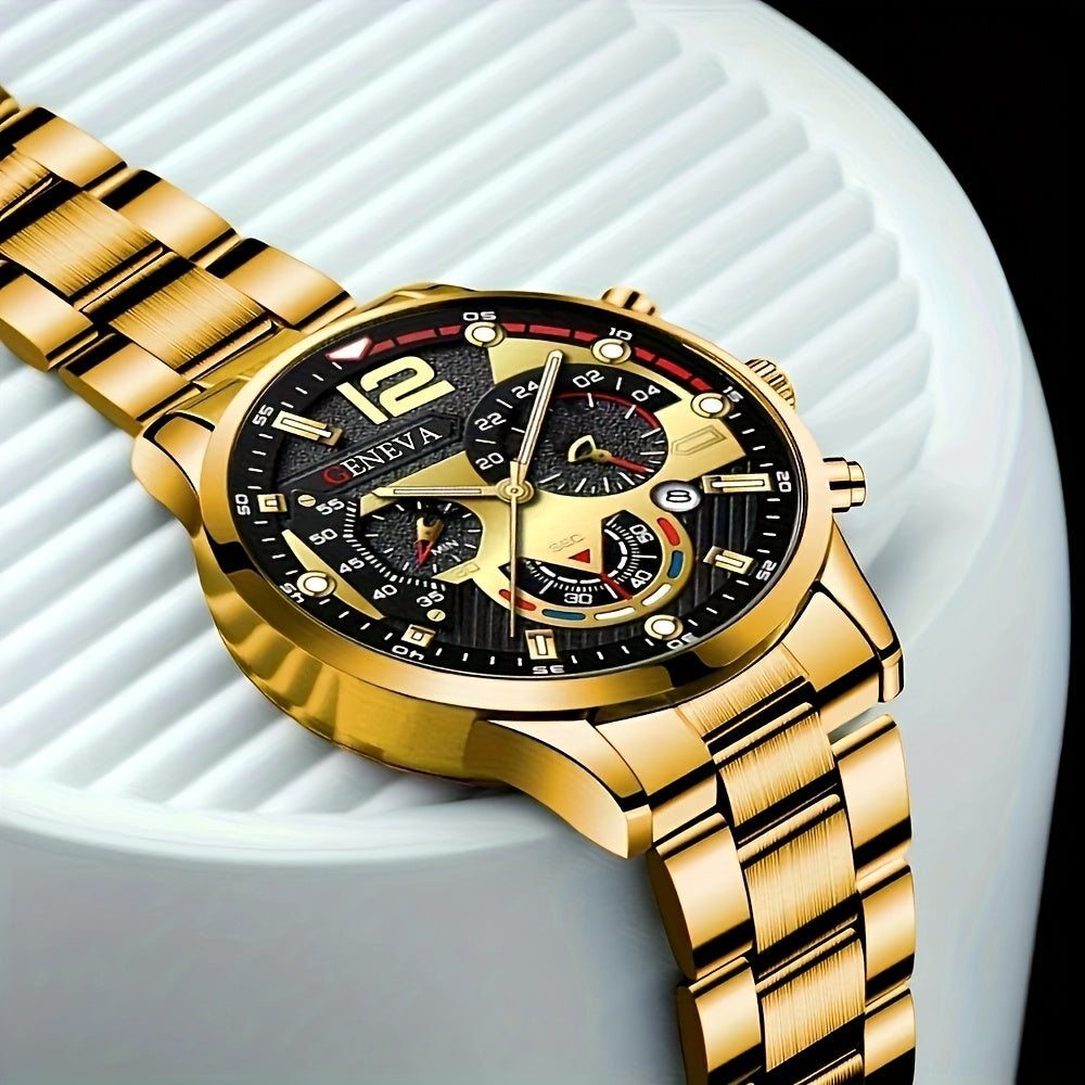 Um Relógio Quartz Redondo Elegante para Homens, Apresentando um Design Moderno e Personalizado