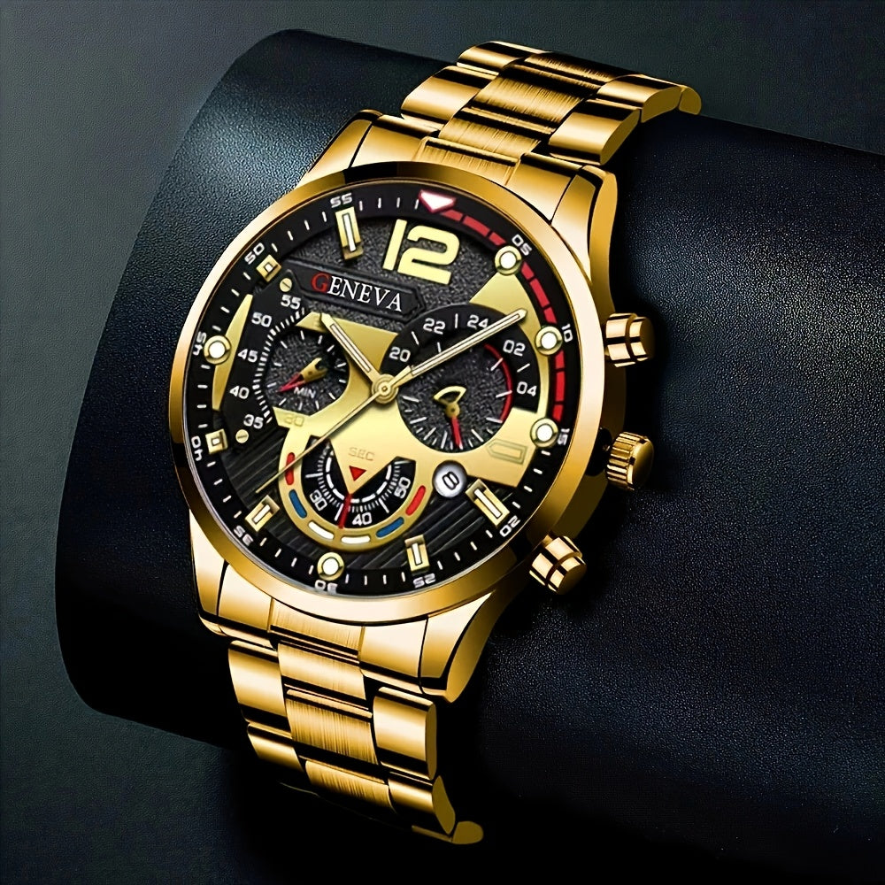 Um Relógio Quartz Redondo Elegante para Homens, Apresentando um Design Moderno e Personalizado